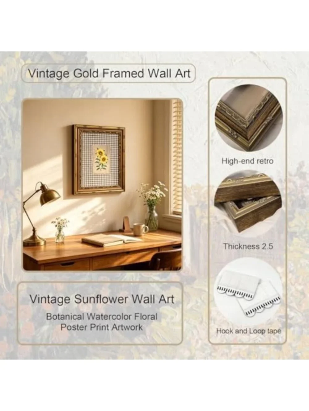 Rustic Vintage Sunflower Canvas Wall Art - Floral Print for Farmhouse Decor